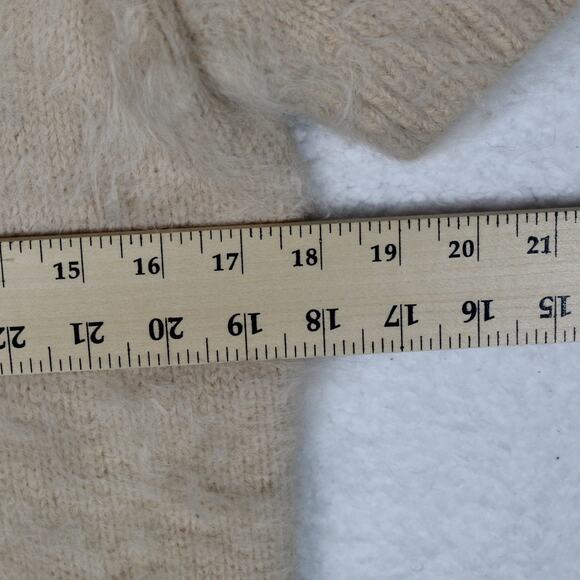 Michael Kors 80% Angora Sweater Women Medium Tan Nude Fuzzy Luxury Soft Designer - Picture 9 of 11